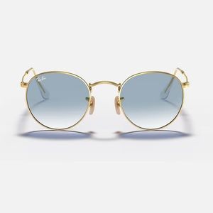 Ray-Ban Round Blue Lens Gold Sunglasses - Style RB3447